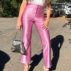 Rezek xs High-Rise Pink Metallic Wide-Leg Pants